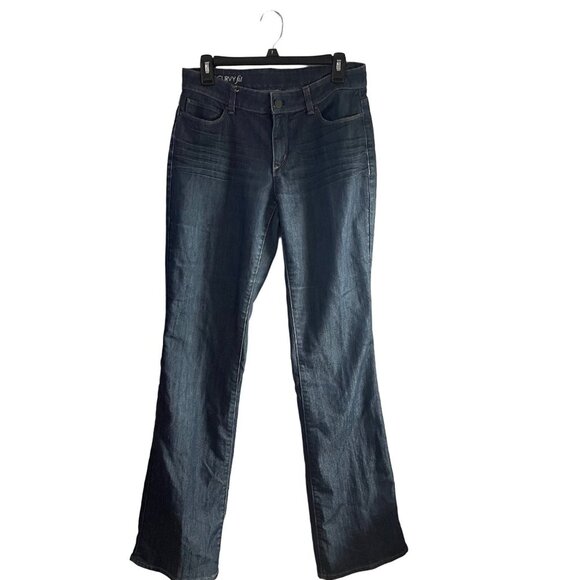Ann‎ Taylor Curvy Fit Wide Leg 69% Cotton Size 6 Mid Rise Boot cut Jeans - Picture 1 of 5